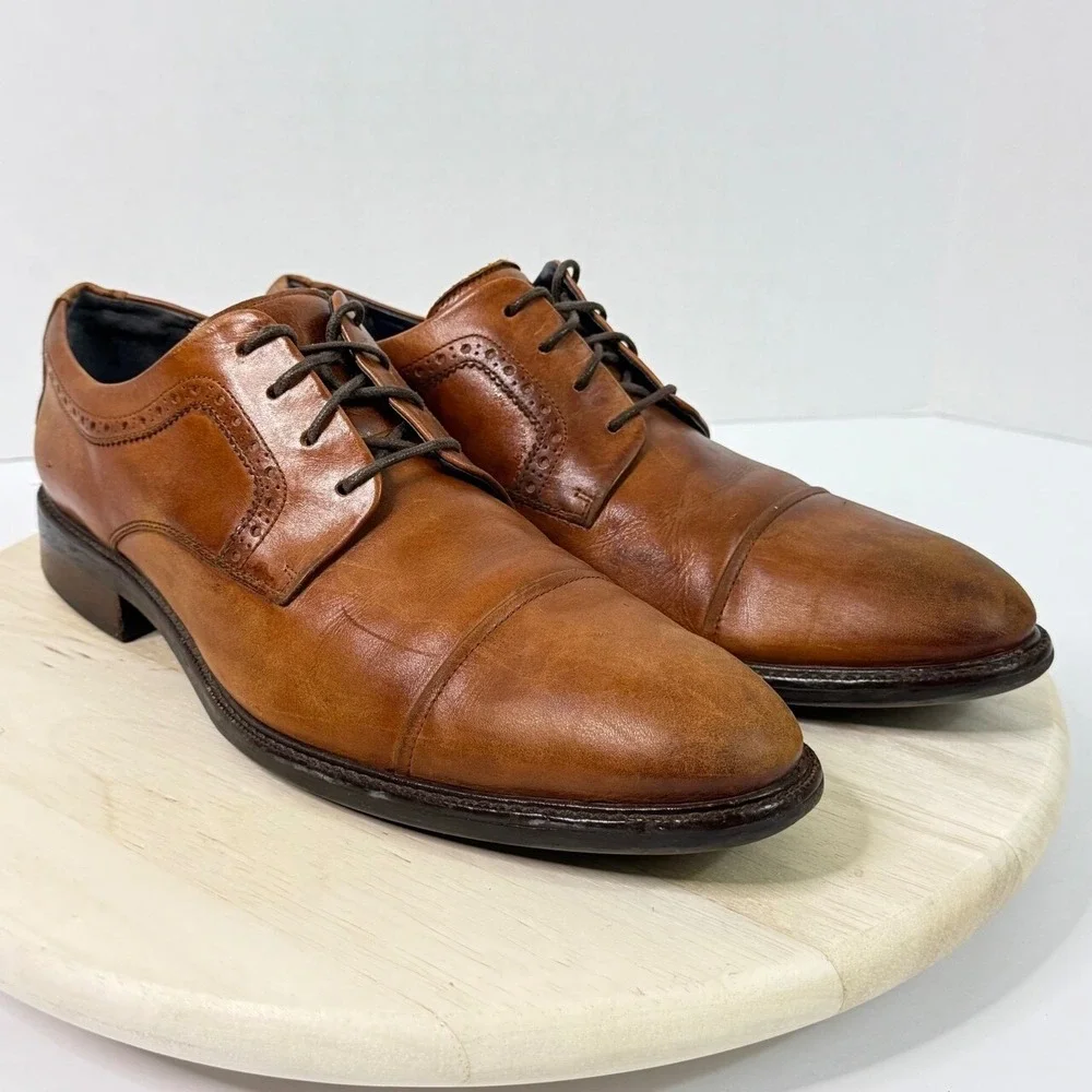 Cole Haan Mens Dress Shoes Buckland Cap Toe Size 12 M Oxford Brown Leather Shoes